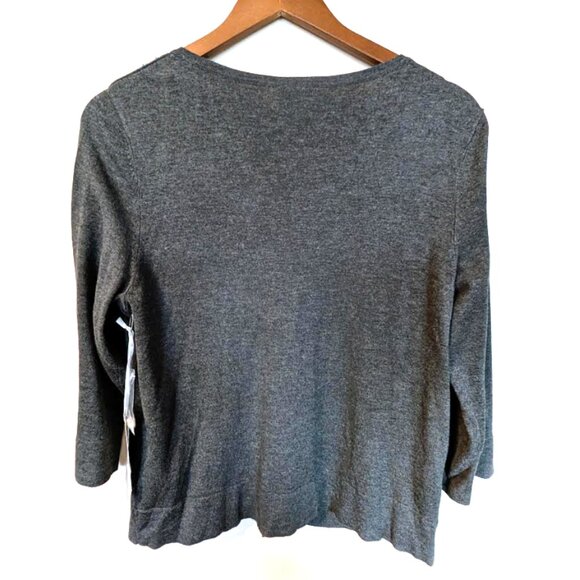 NWT Jana Women's Gray Cardigan with Beads and Pearls Accent - Picture 2 of 6